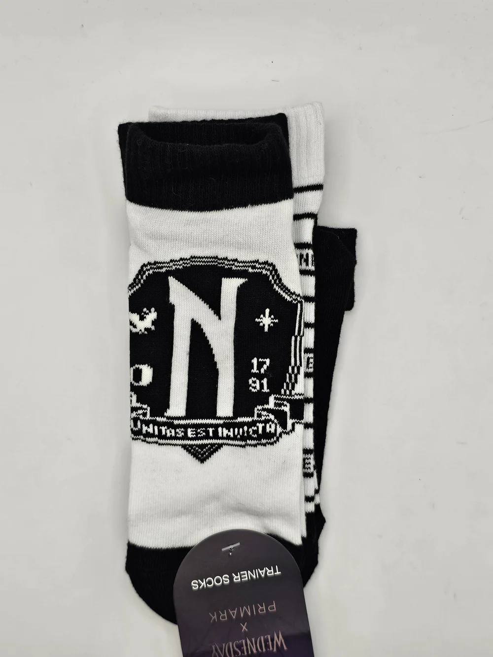Wednesday Addams x Primark Trainer Socks, Sz Large, 3 Pairs, new with tags